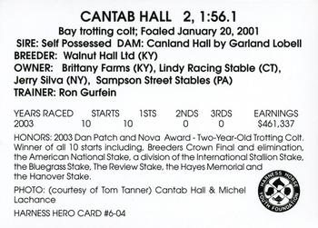 2004 Harness Heroes #6-04 Cantab Hall Back